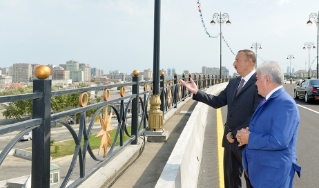 Azerbaijani president attends opening of another road junction - PHOTOS